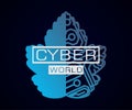 Cyber world leaf with microchip